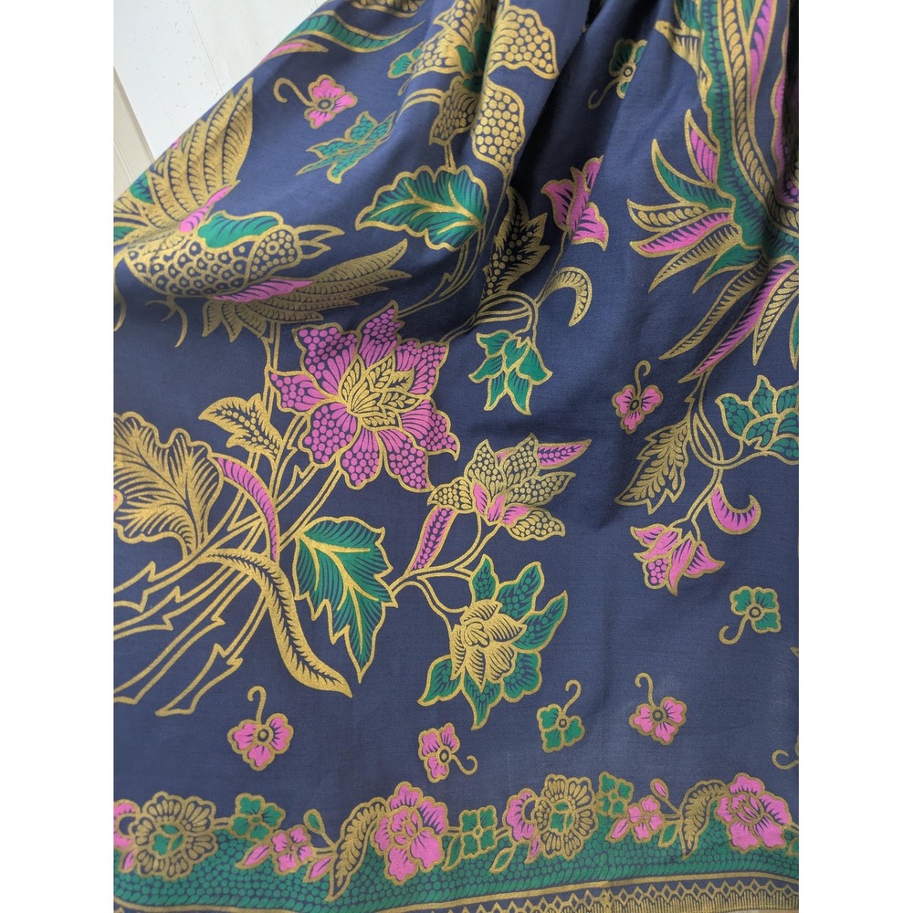 Vintage 1970s colorful block print dress | A-line tiki floral sundress - Picture 6 of 7